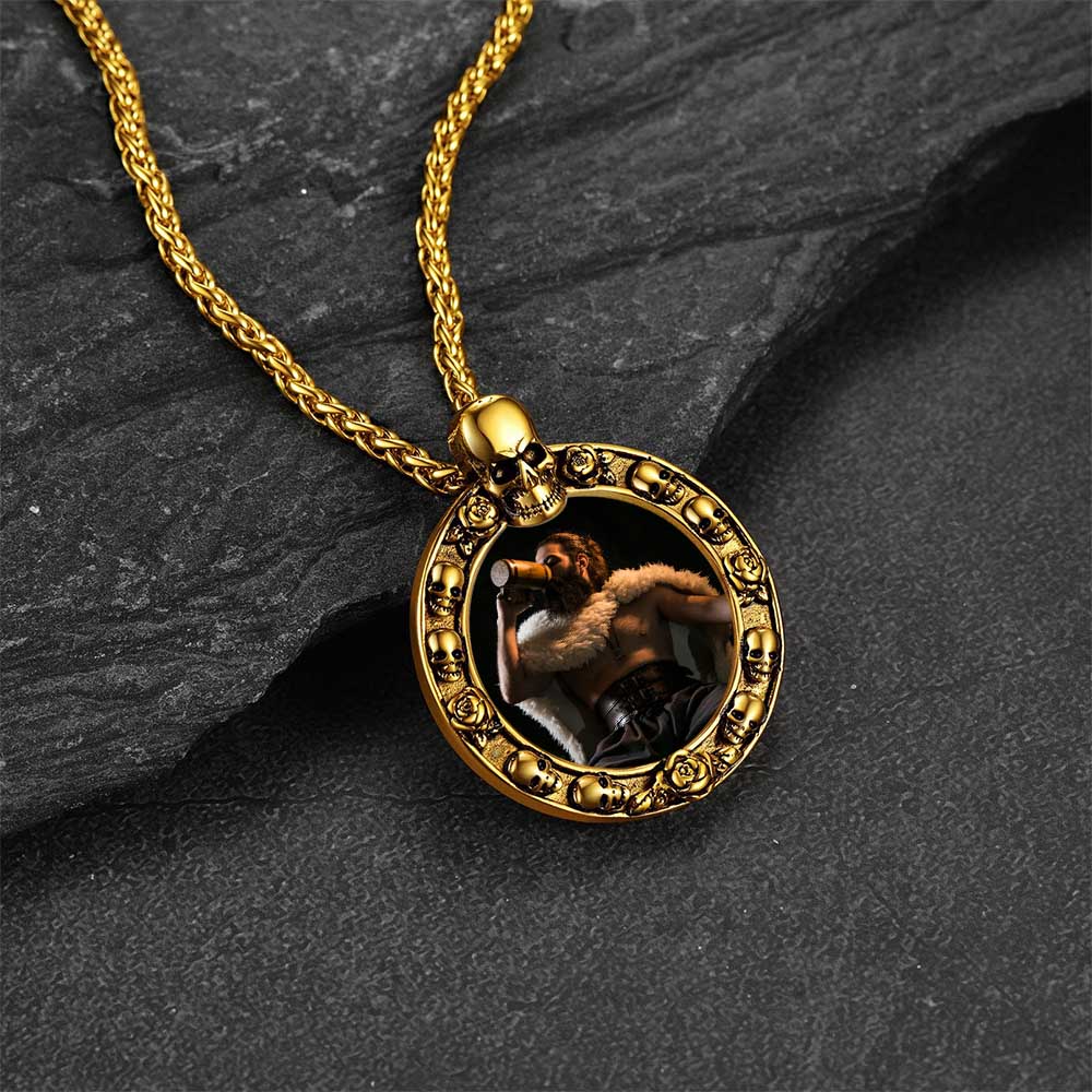 FaithHeart Custom Round Picture Necklace Skull Wrap Pendant FaithHeart