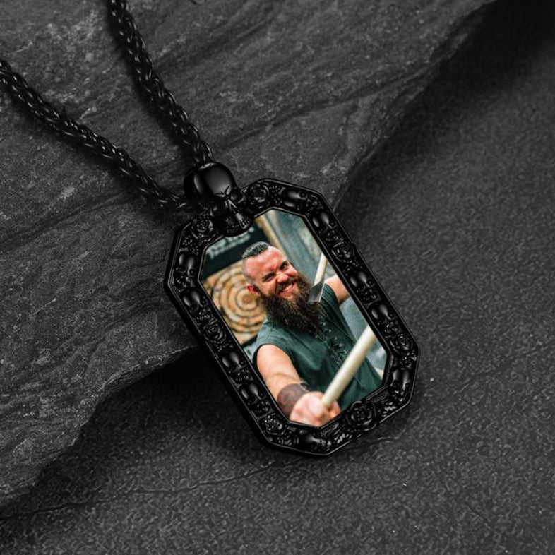 FaithHeart Custom Picture Dog Tag Necklace Skull Pendant for Men FaithHeart