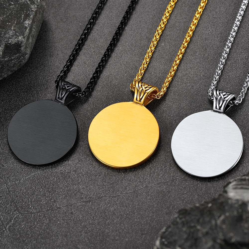 FaithHeart Customized Photo Necklace Viking Rune Medal Pendant FaithHeart