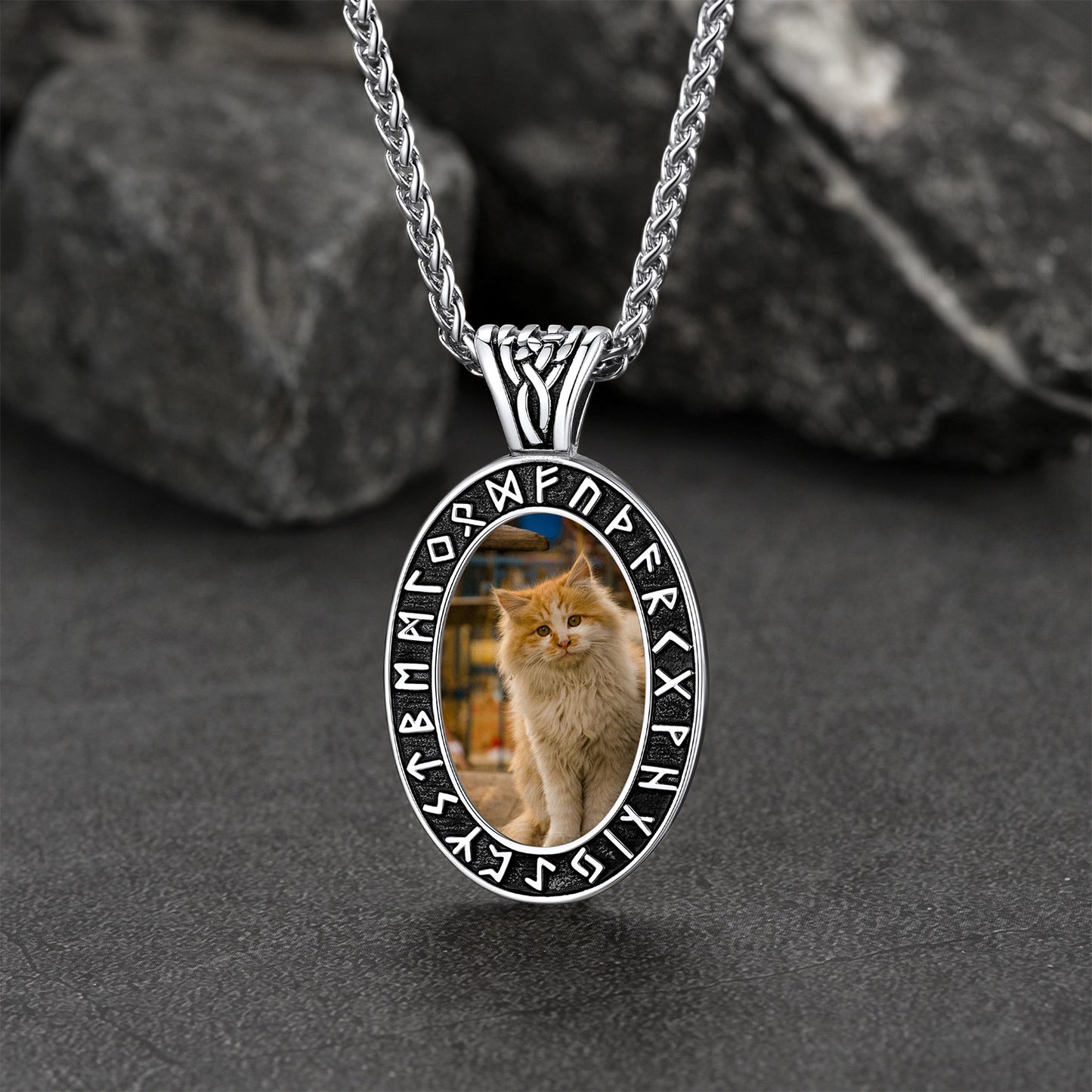 FaithHeart Customized Engraved Picture Necklaces Runes Necklace FaithHeart