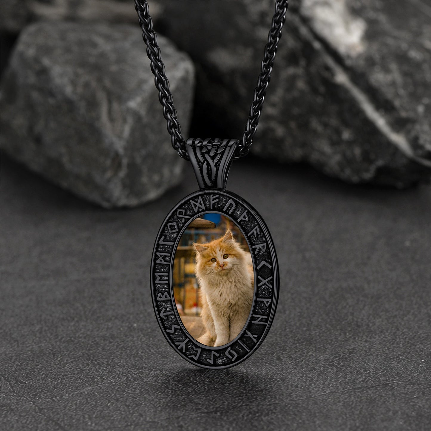 FaithHeart Customized Engraved Picture Necklaces Runes Necklace FaithHeart