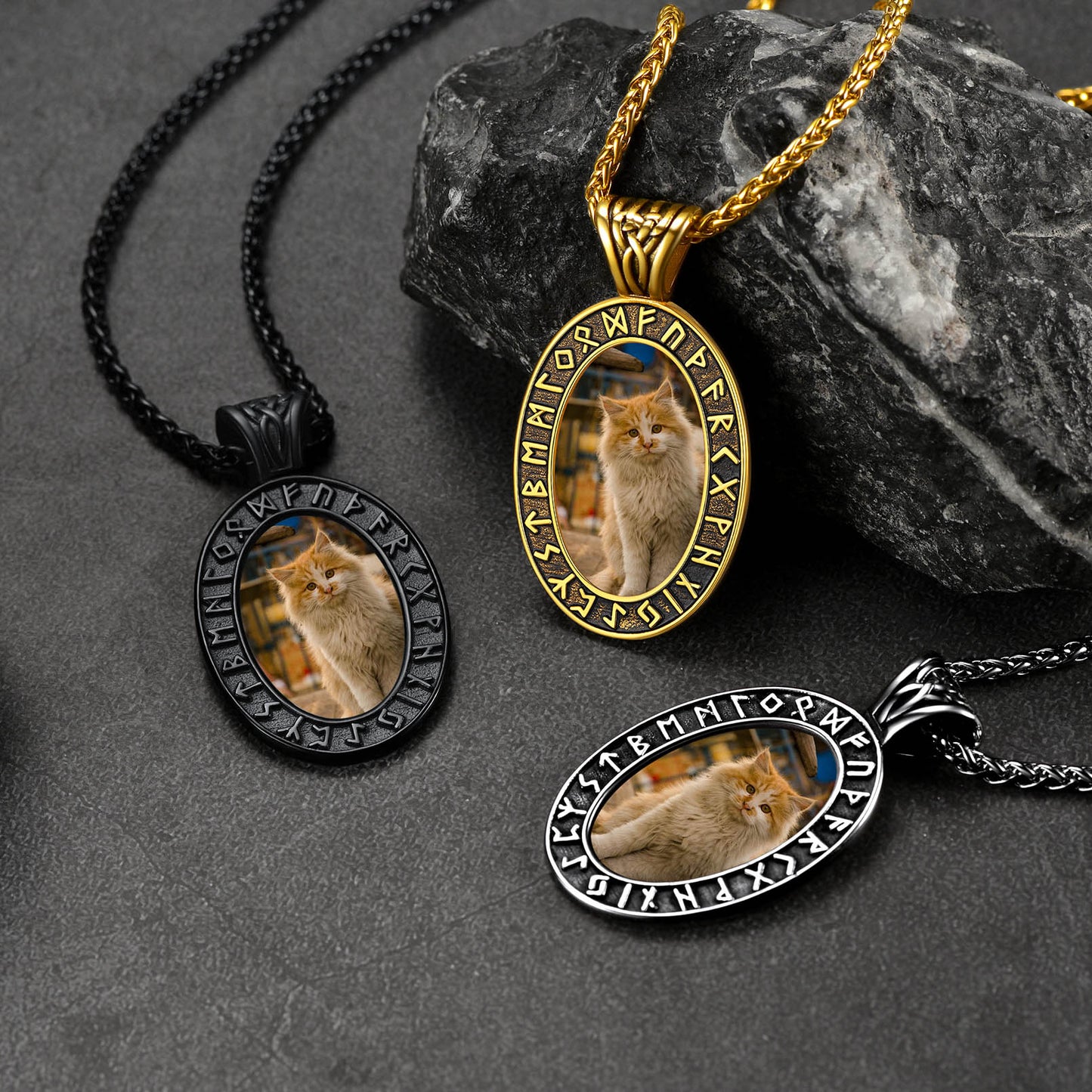 FaithHeart Customized Engraved Picture Necklaces Runes Necklace FaithHeart