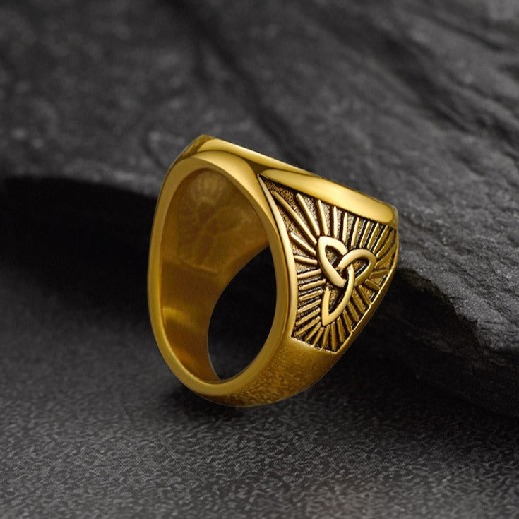 FaithHeart Viking Thor's Hammer Ring with Runes for Men FaithHeart