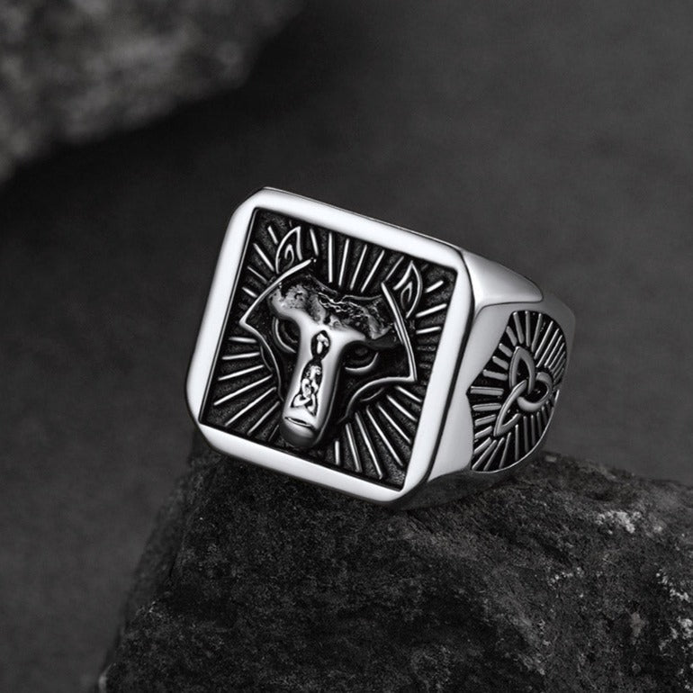 FaithHeart Norse Viking Wolf Signet Ring Stainless Steel FaithHeart