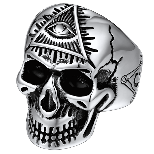 FaithHeart Ancient Eye of Providence Skull Ring For Men FaithHeart