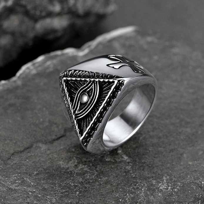 FaithHeart All Seeing Eye Ring Eye of Providence Ring for Men FaithHeart