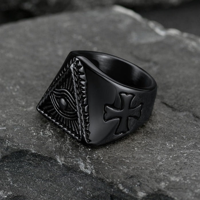FaithHeart All Seeing Eye Ring Eye of Providence Ring for Men FaithHeart