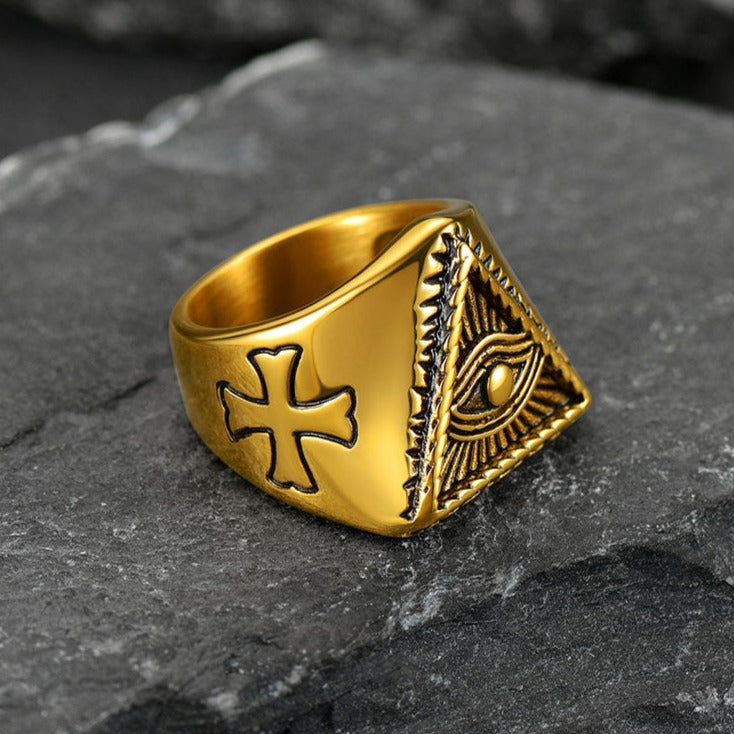 FaithHeart All Seeing Eye Ring Eye of Providence Ring for Men FaithHeart