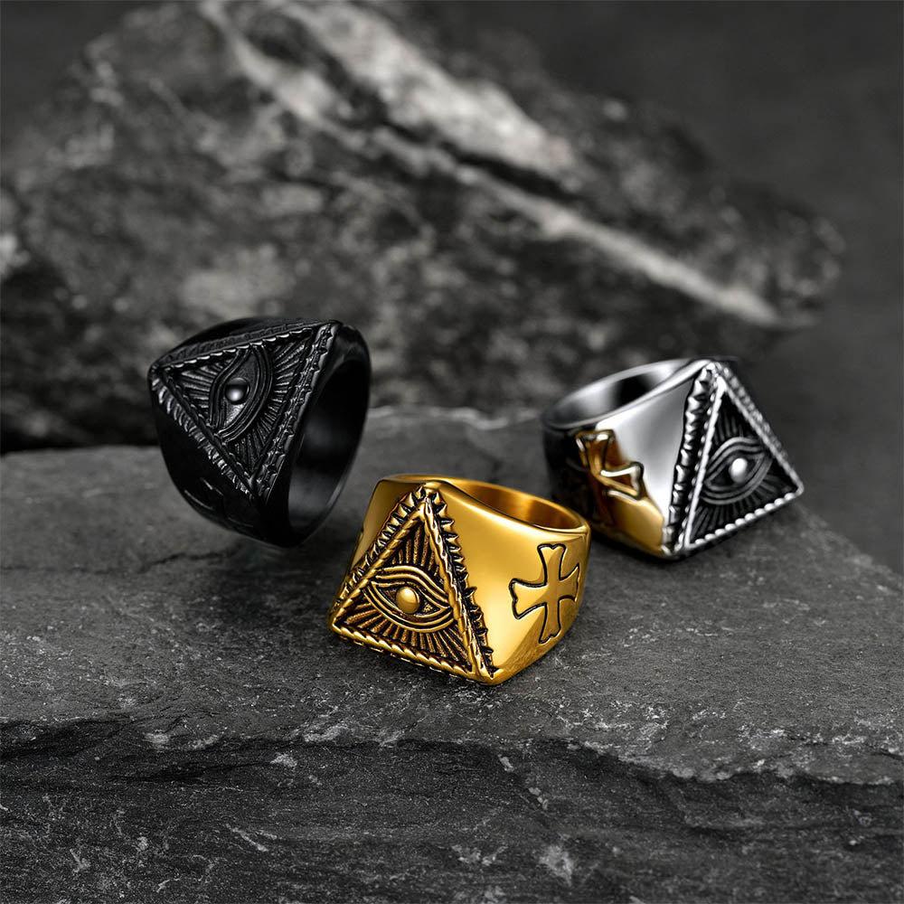 FaithHeart All Seeing Eye Ring Eye of Providence Ring for Men FaithHeart