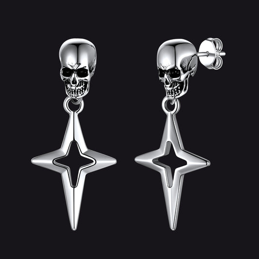 FaithHeart Skull Earrings Cross Star Dangle Drop Stud Earrings For Men FaithHeartimg