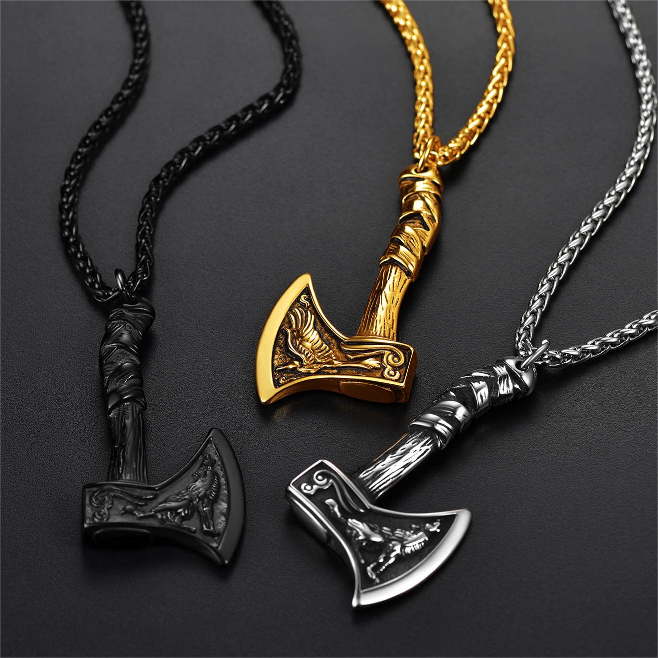 FaithHeart Viking Battle Axe Necklace for Men FaithHeart