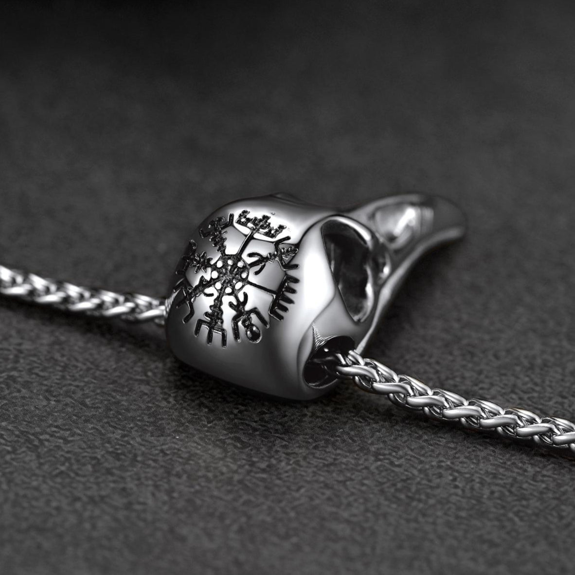 FaithHeart Viking Raven Skull Necklace With Compass for Men FaithHeart