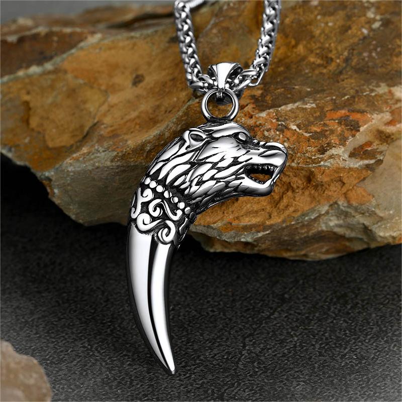 FaithHeart Viking Wolf Tooth Necklace For Men FaithHeart