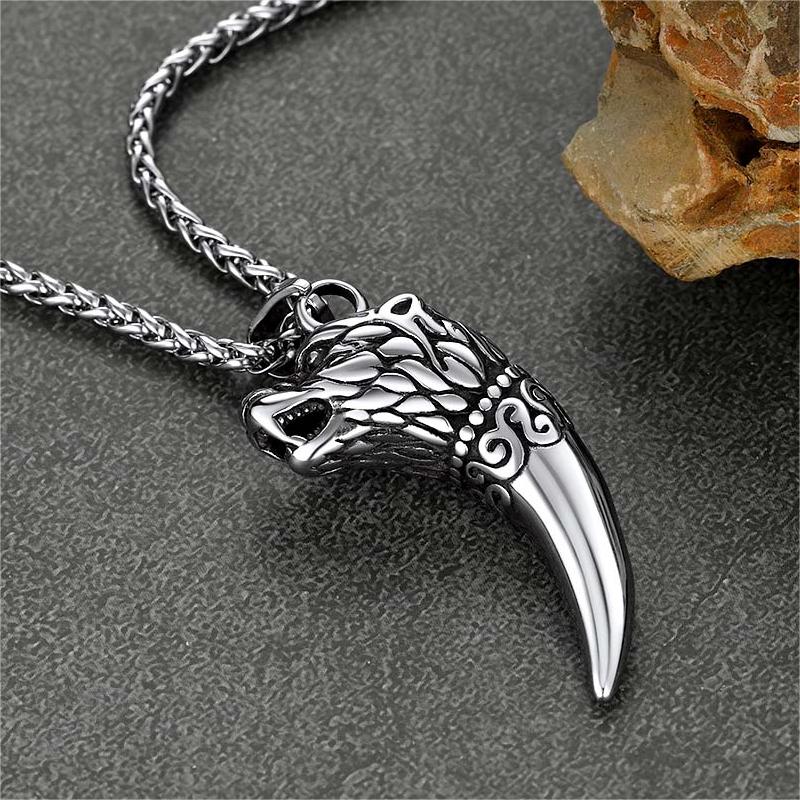 FaithHeart Viking Wolf Tooth Necklace For Men FaithHeart