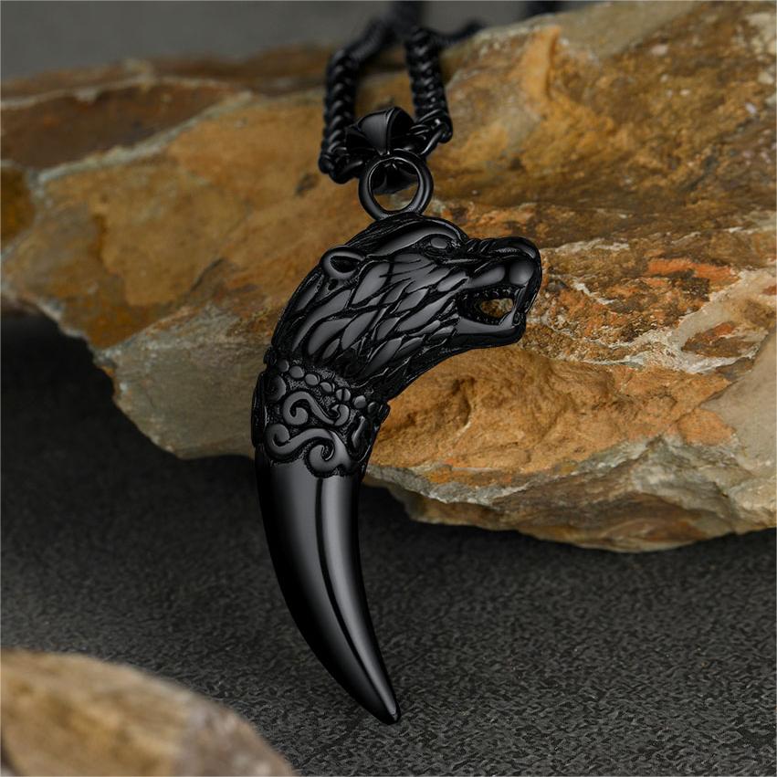FaithHeart Viking Wolf Tooth Necklace For Men FaithHeart