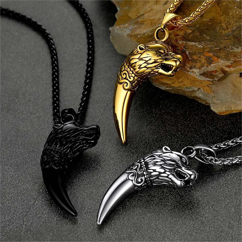 FaithHeart Viking Wolf Tooth Necklace For Men FaithHeart