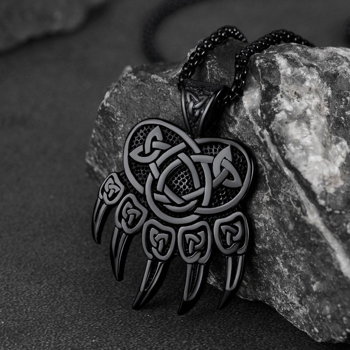 FaithHeart Viking Bear Paw Necklace with Celtic Knot For Men FaithHeart