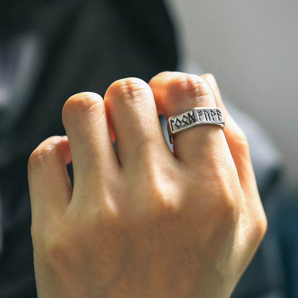 FaithHeart Viking Hexagon Runes Ring For Men FaithHeart