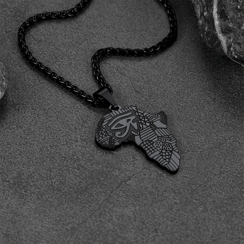 FaithHeart African Map Necklace with Eye Of Horus For Men FaithHeart