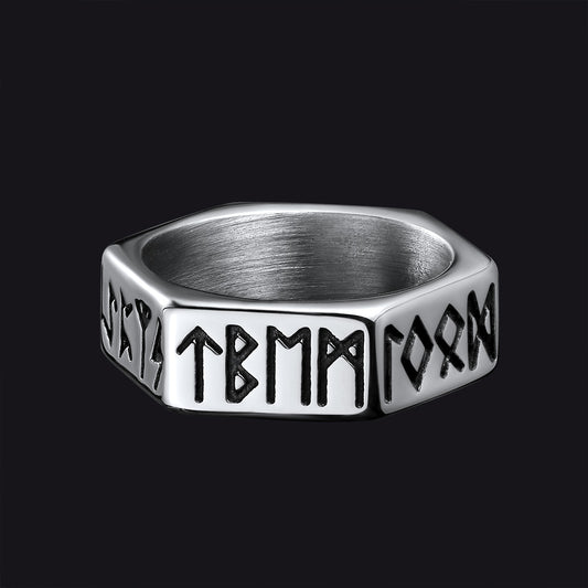 FaithHeart Viking Hexagon Runes Ring For Men FaithHeartimg