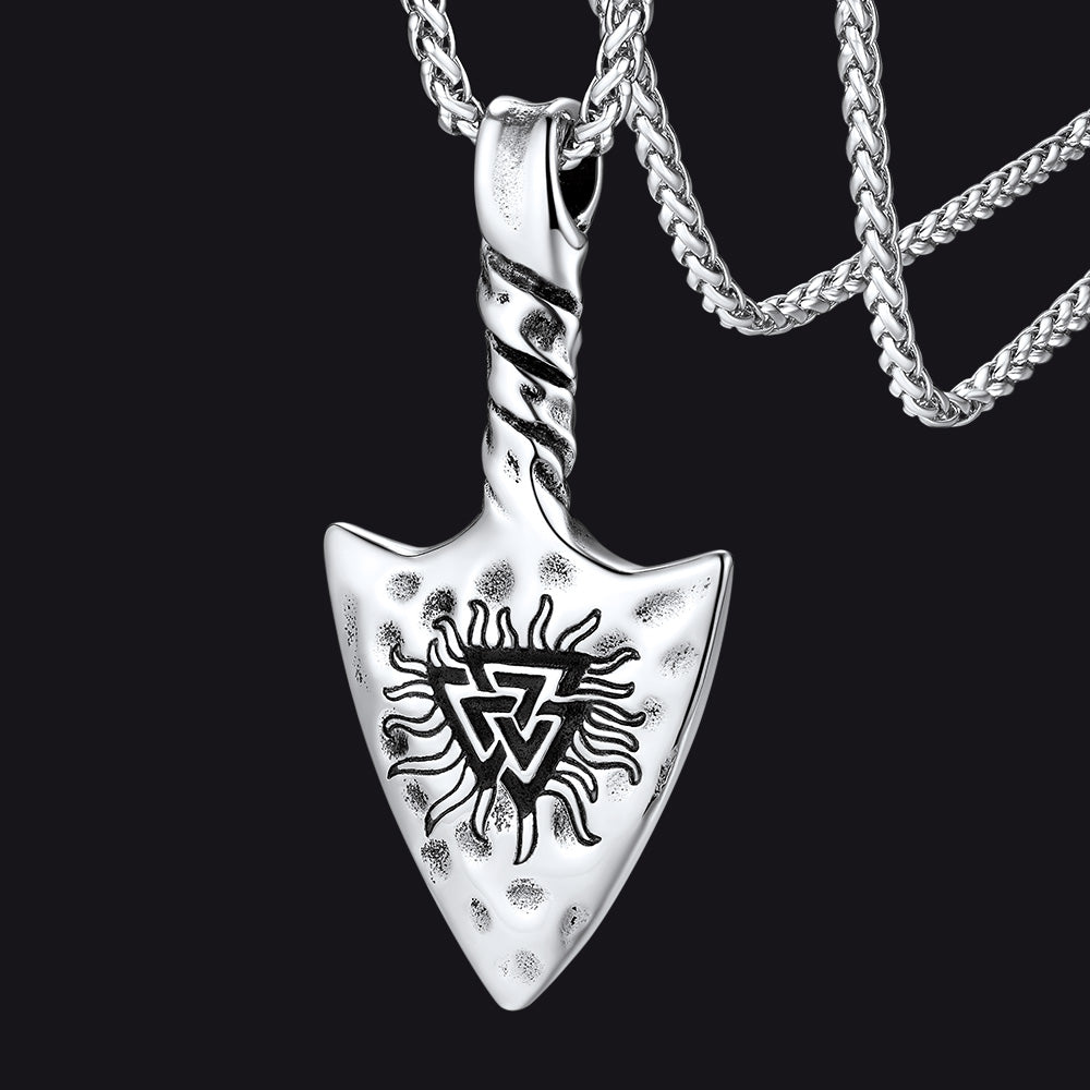 FaithHeart Viking Gungnir Necklace with Valknut for Men FaithHeart