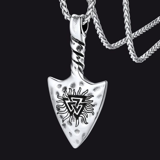 FaithHeart Viking Gungnir Necklace with Valknut for Men FaithHeartimg