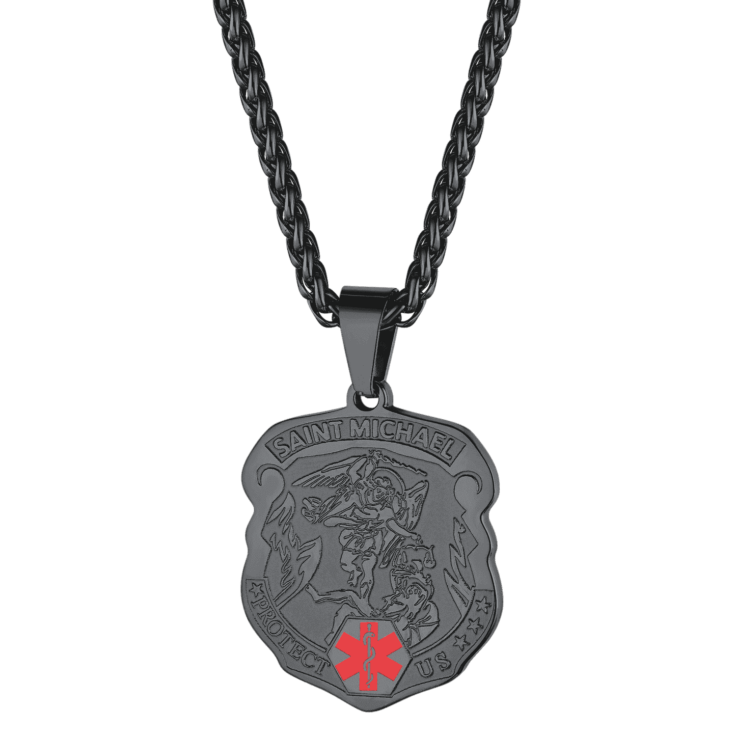 FaithHeart Custom St. Michael Medical Alert ID Necklace for Men FaithHeart