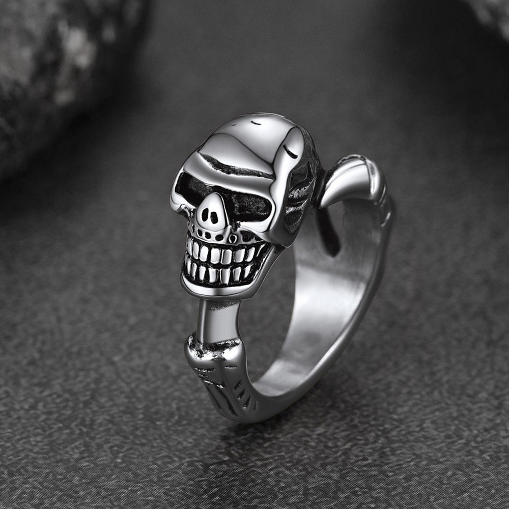 FaithHeart Gothic Skull Ring Biker Ring For Men FaithHeart