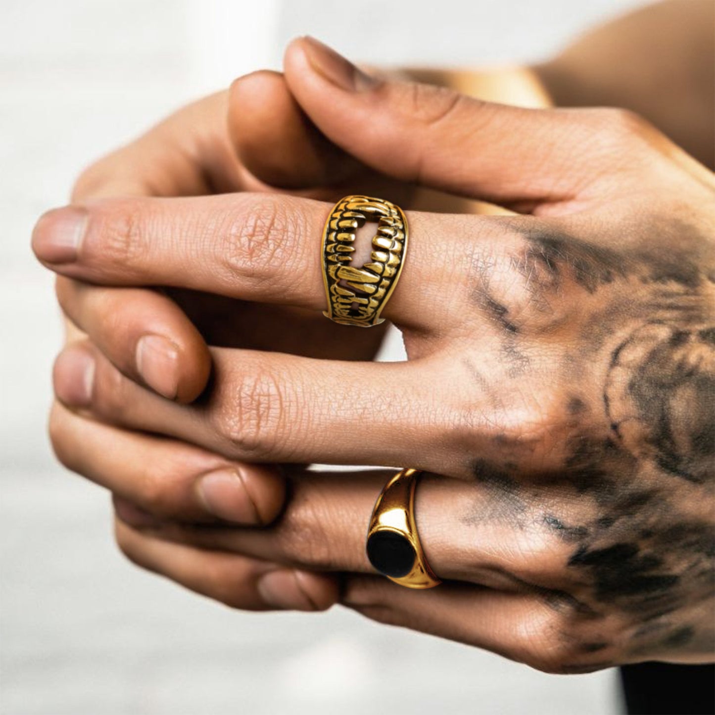 FaithHeart Gothic Punk Vampire Fang Teeth Ring For Men FaithHeart