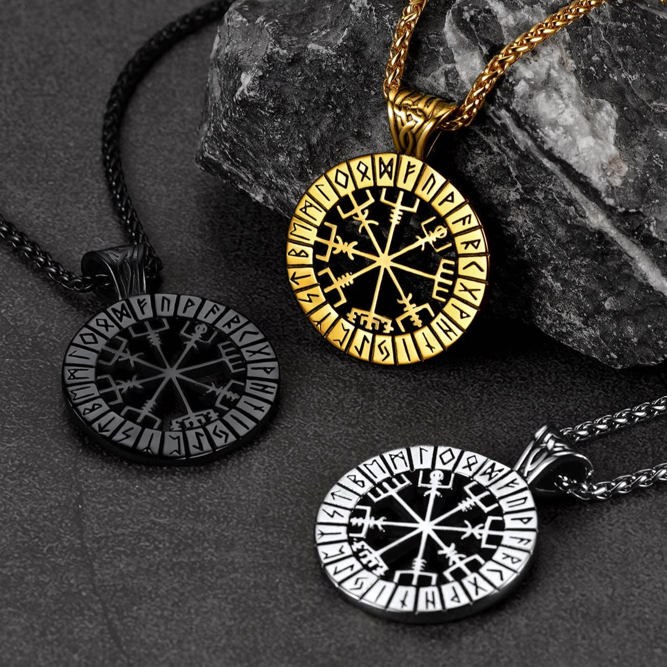 FaithHeart Viking Rune Vegvisir Necklace Pendant For Men FaithHeart