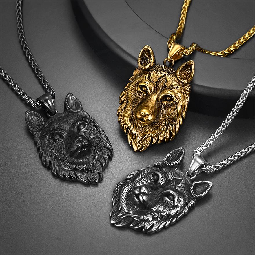 FaithHeart Viking Wolf Pendant Necklace For Men FaithHeart