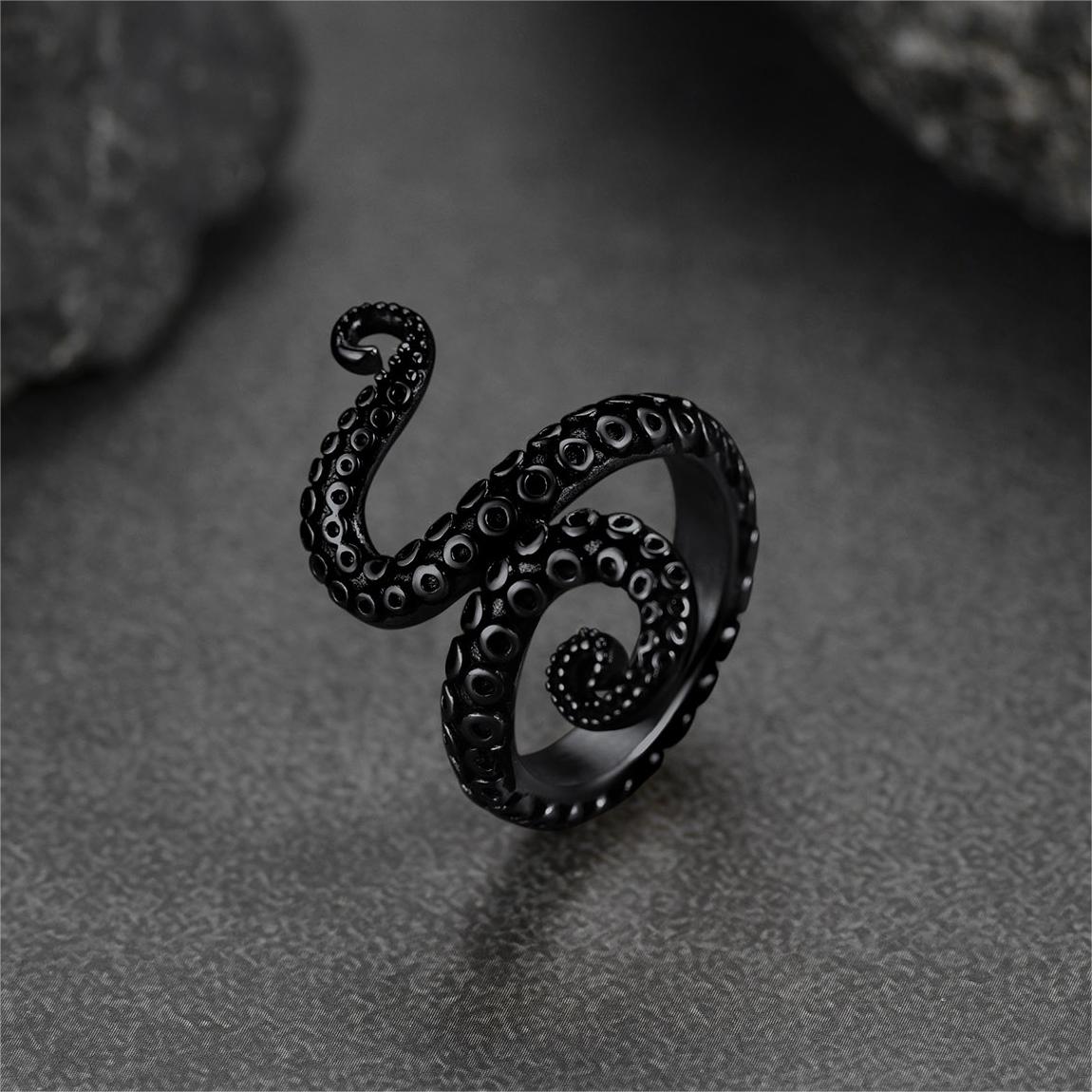 FaithHeart Punk Octopus Tentacle Ring For Men Stainless Steel FaithHeart