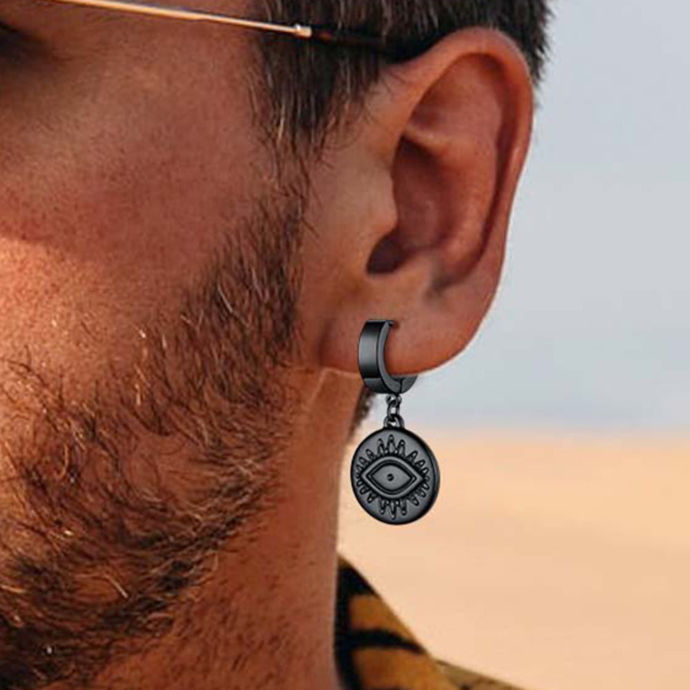 FaithHeart Evil Eye Hoop Dangle Earrings For Men FaithHeart