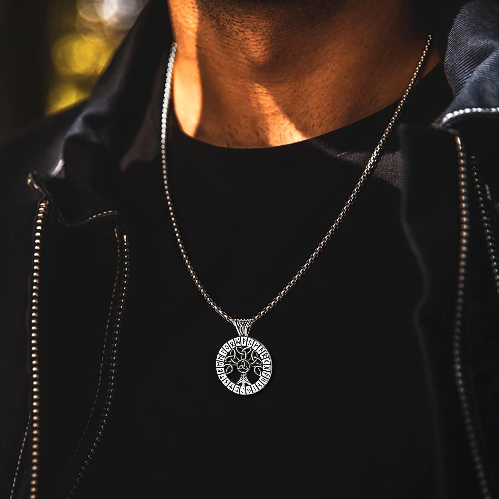 FaithHeart Norse Viking Rune Tree Of Life Necklace For Men FaithHeart