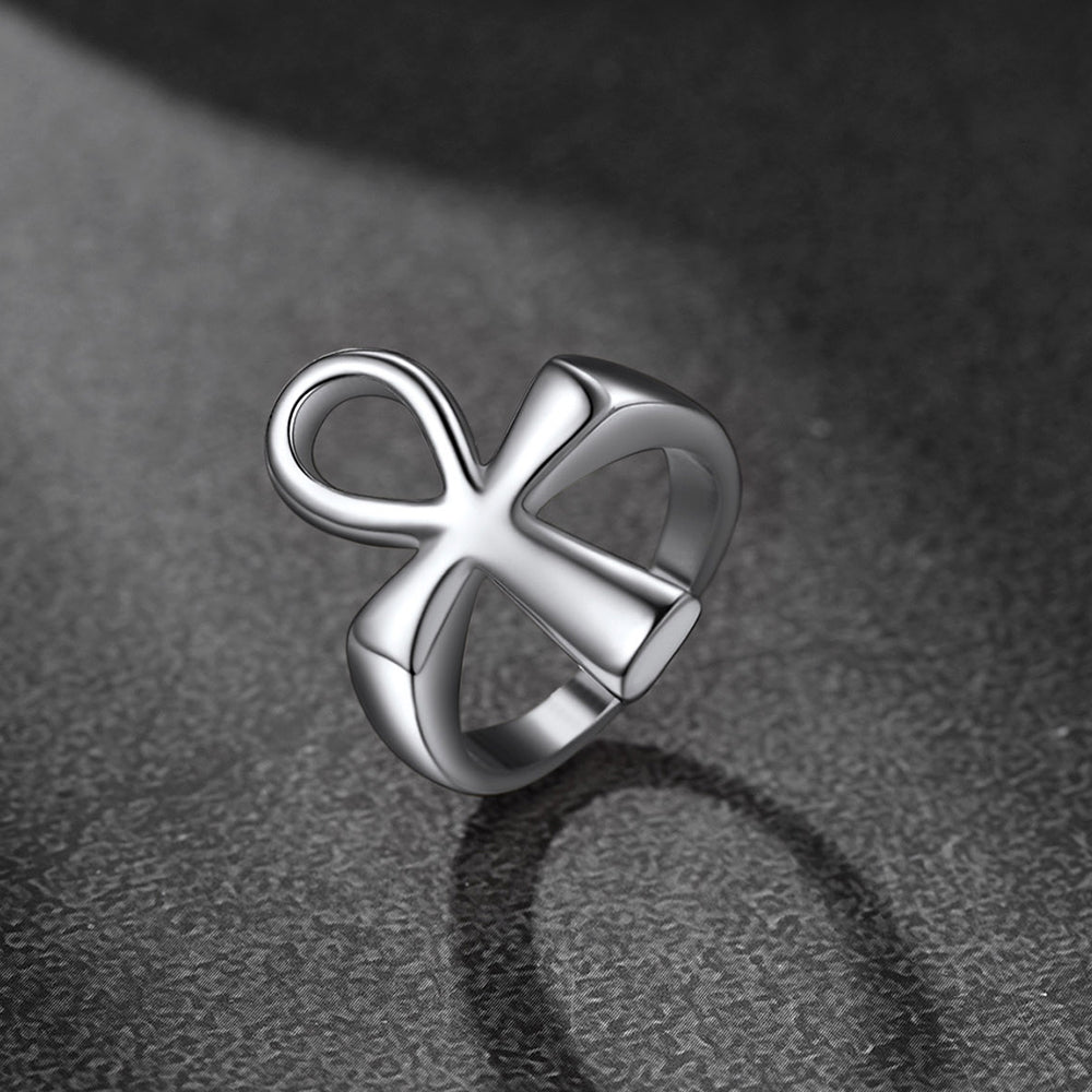 FaithHeart Egyptian Ankh Cross Ring Stainless Steel Ring for Men FaithHeart