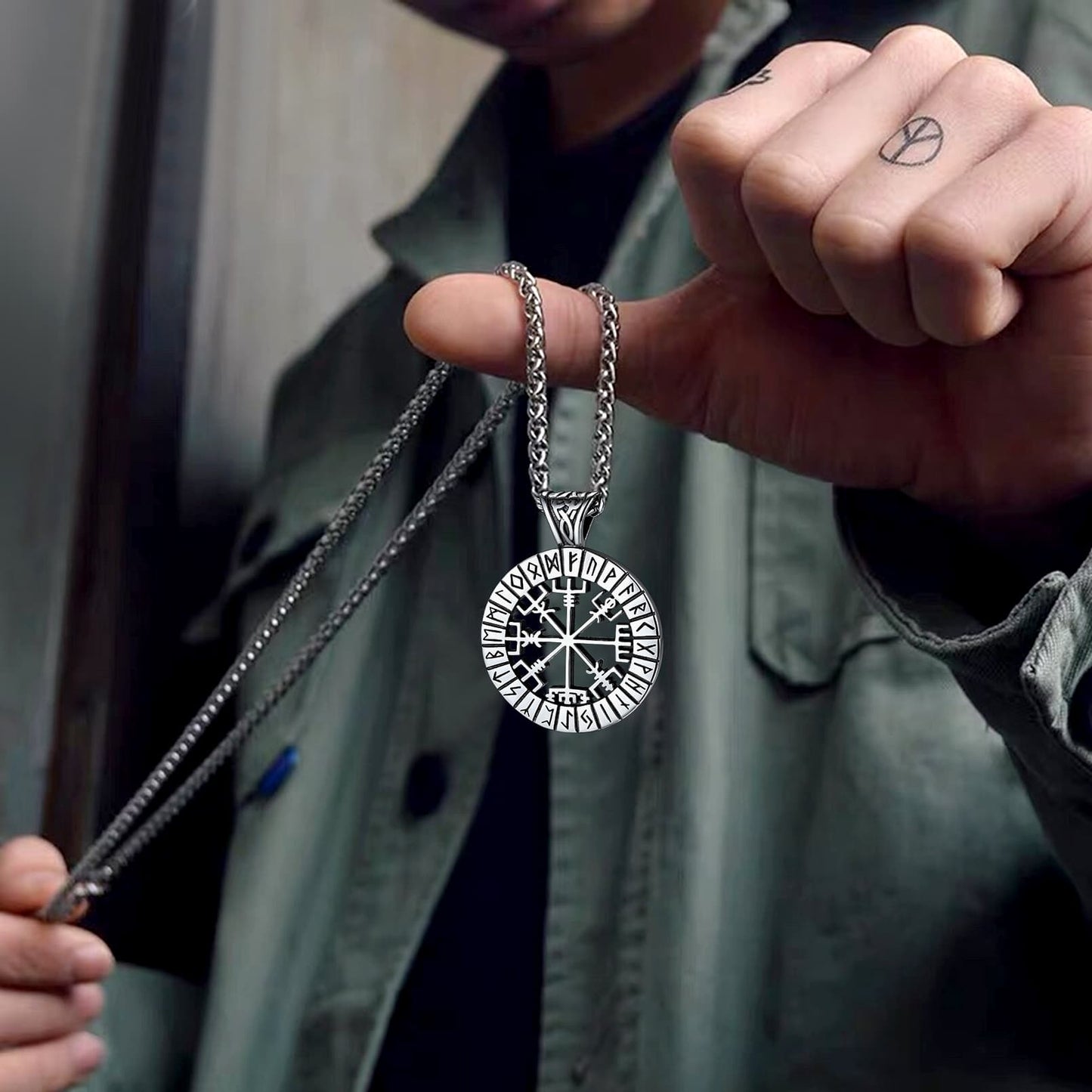 FaithHeart Viking Rune Vegvisir Necklace Pendant For Men FaithHeart