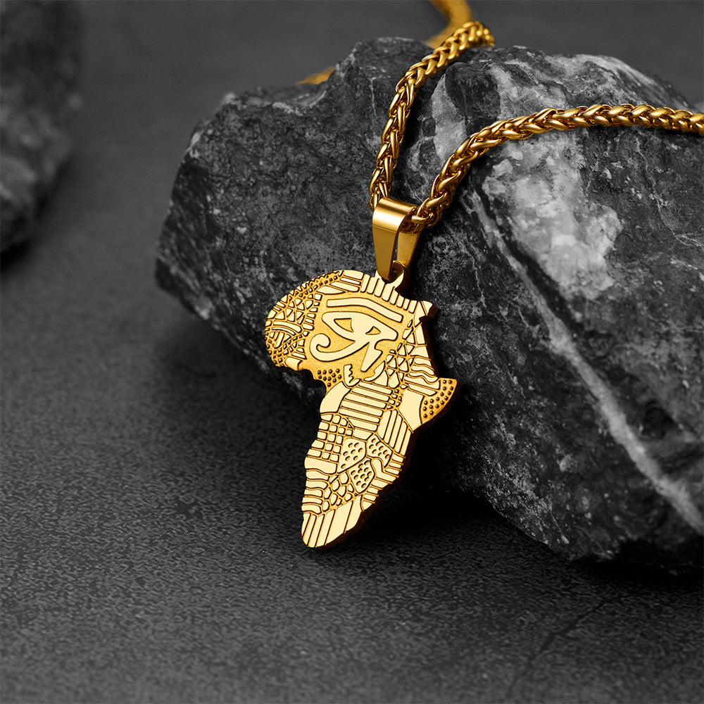 FaithHeart African Map Necklace with Eye Of Horus For Men FaithHeart