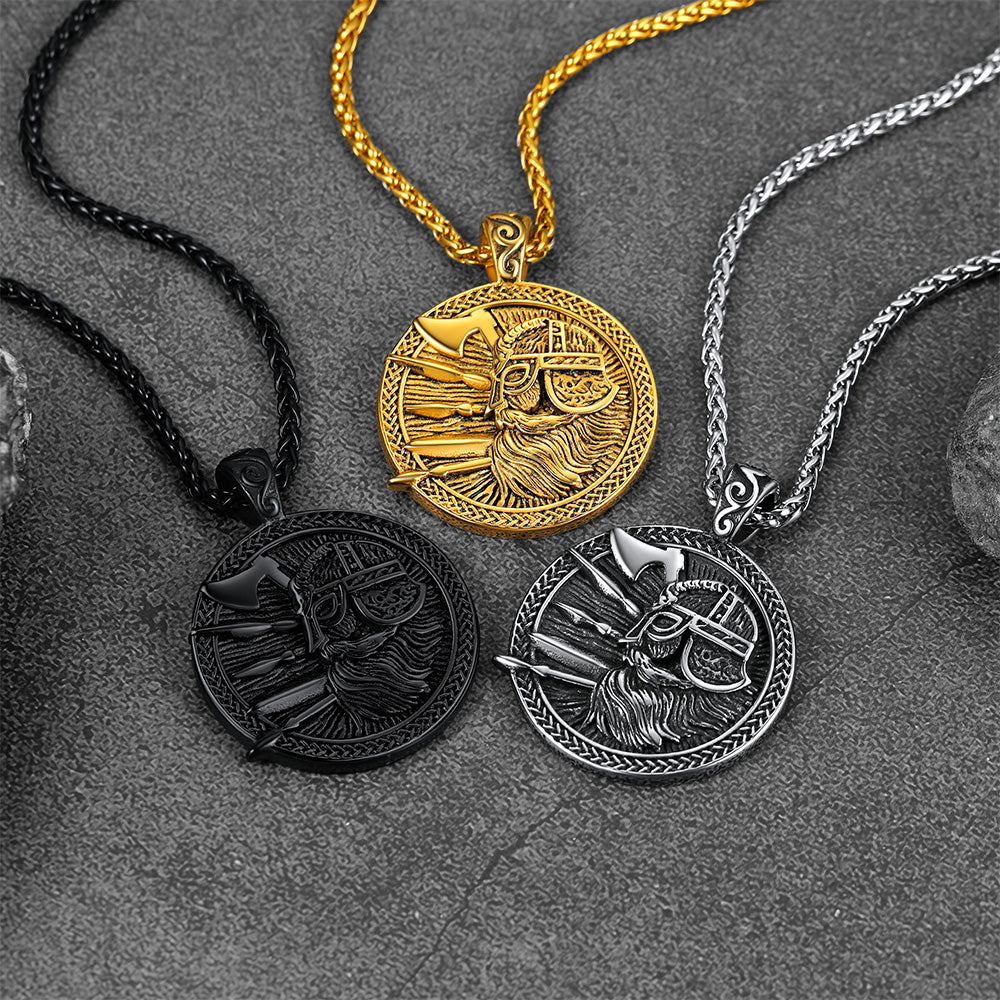 FaithHeart Norse Viking Odin Warrior Pendant Necklace for Men FaithHeart