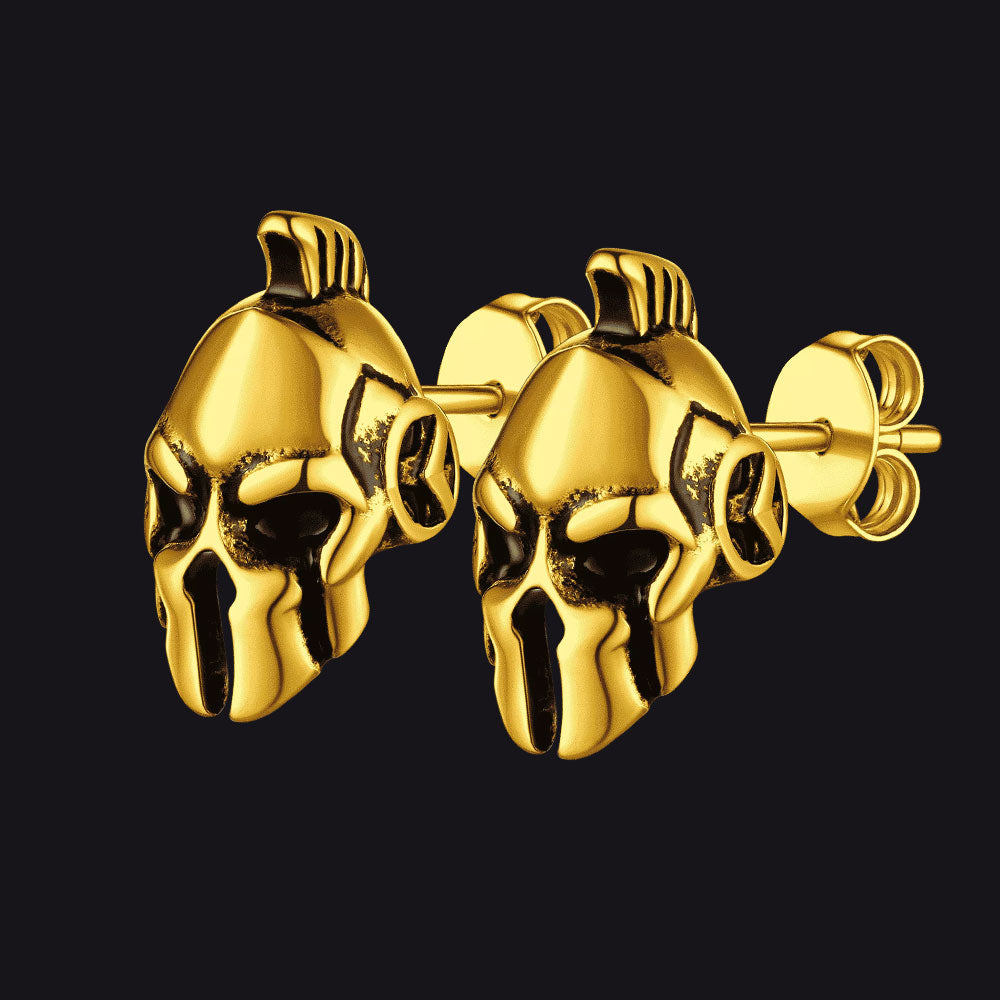 FaithHeart Spartan Helmet Stud Earrings For Men FaithHeart