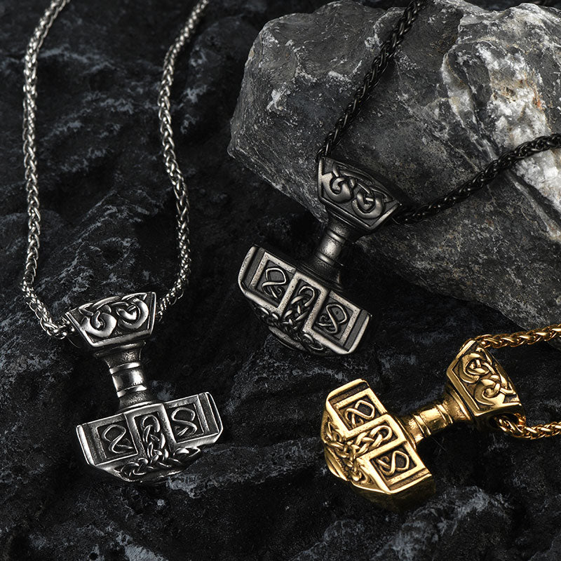 FaithHeart Norse Viking Thor's Hammer Necklace Mjolnir Pendant for Men FaithHeart