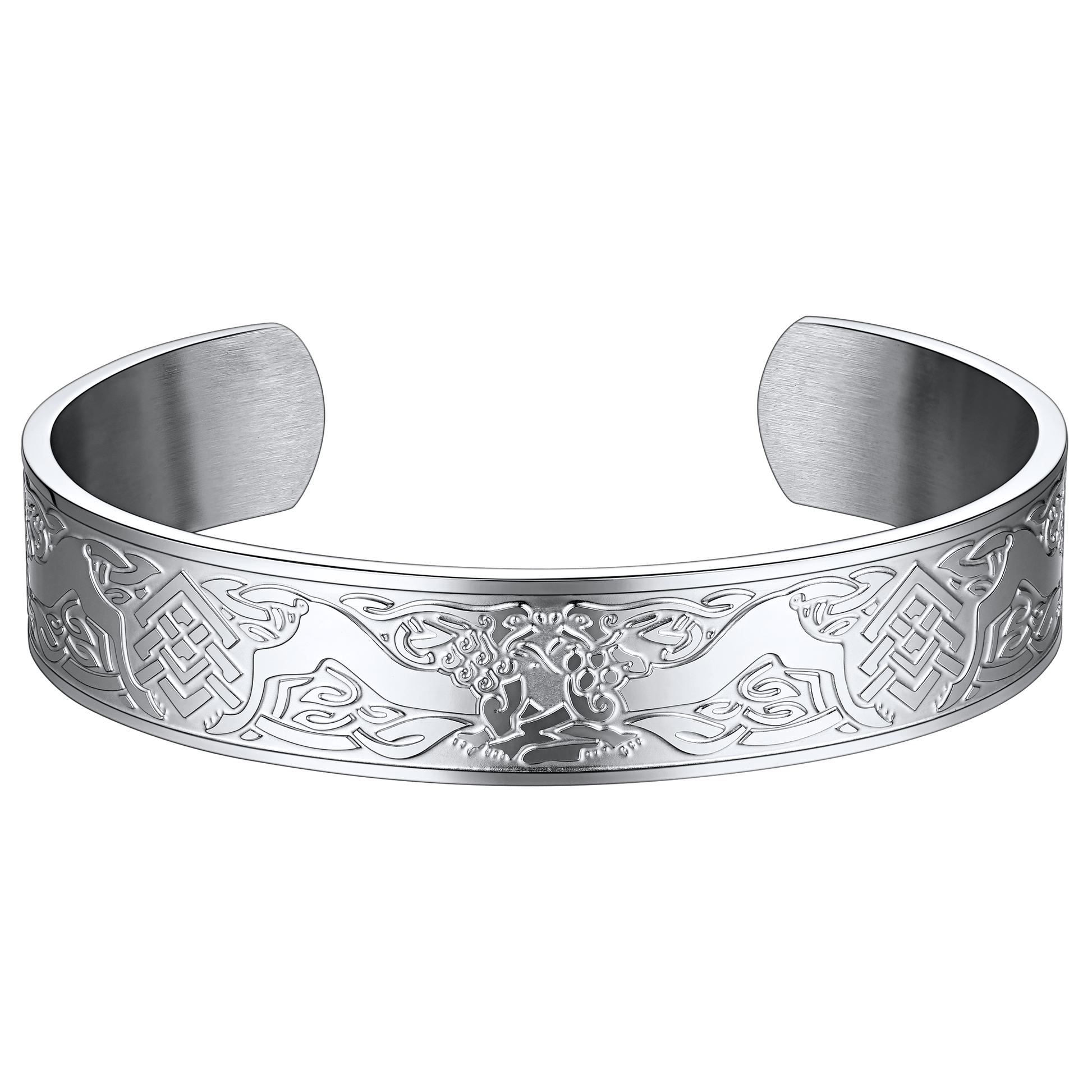 FaithHeart Viking Celtic Wolf Bangles Cuff Bracelet for Men FaithHeart