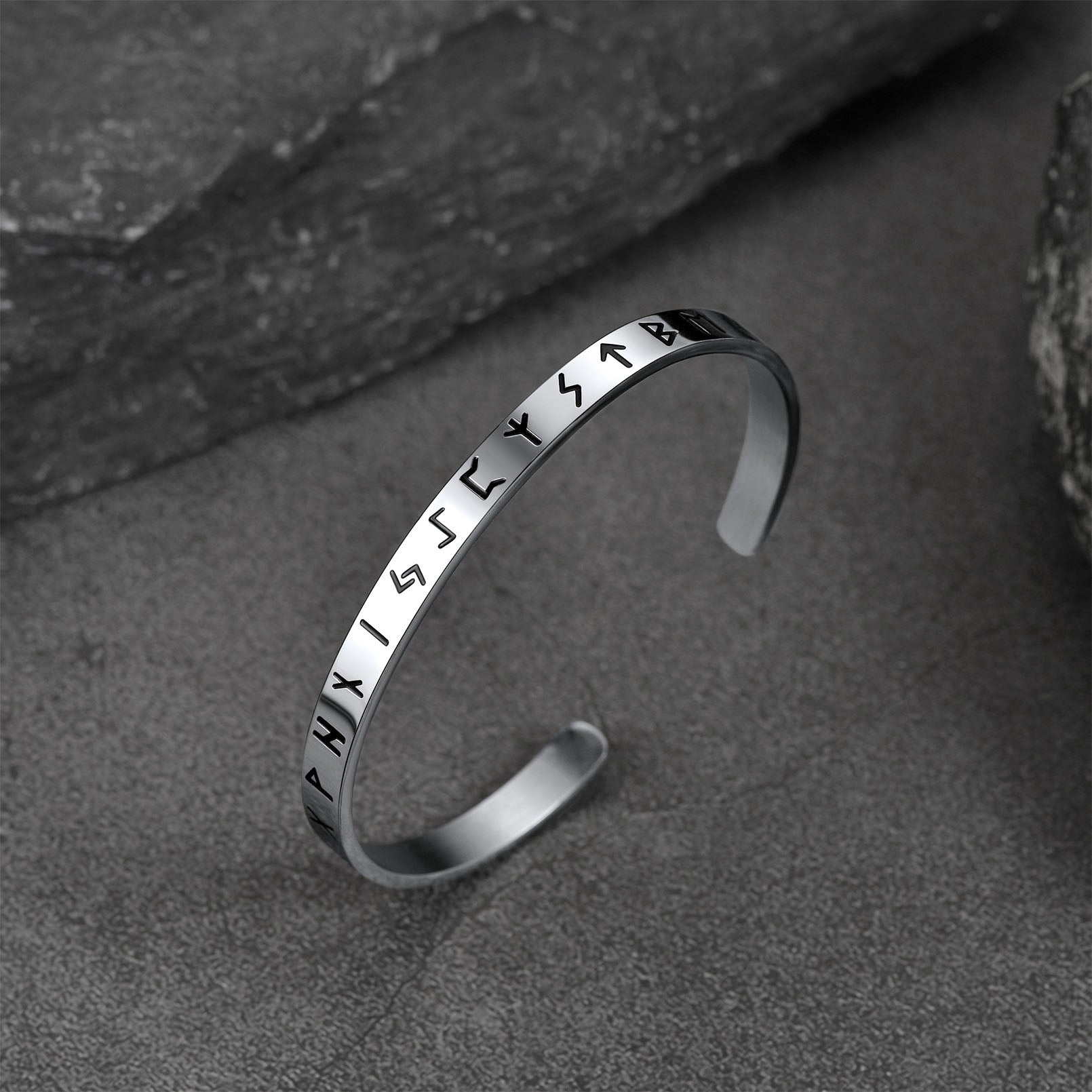 FaithHeart Norse Viking Runes Cuff Bracelet For Men FaithHeart