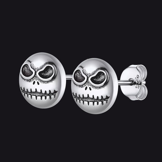 FaithHeart Sterling Silver Halloween Jack Skellington Stud Earrings For Men FaithHeartimg