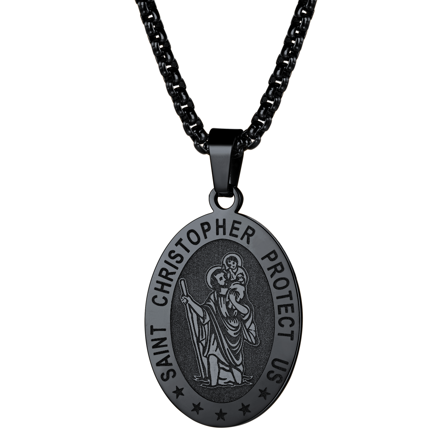FaithHeart Oval Christian Saint Christopher Protection Necklace For Men FaithHeart
