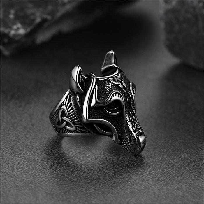 FaithHeart Viking Celtic Wolf Ring for Men Stainless Steel FaithHeart