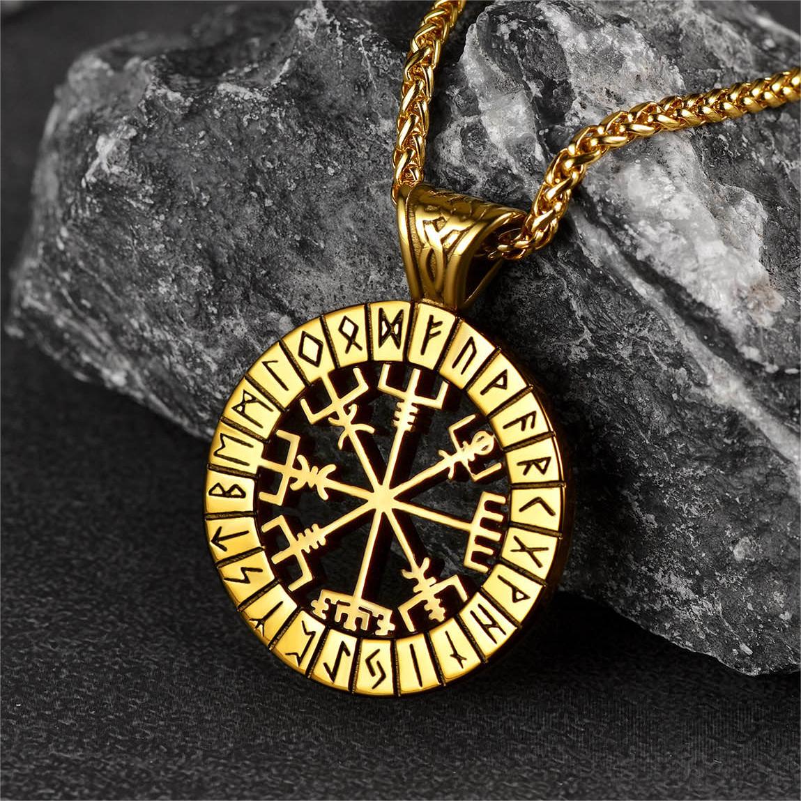 FaithHeart Viking Rune Vegvisir Necklace Pendant For Men FaithHeart