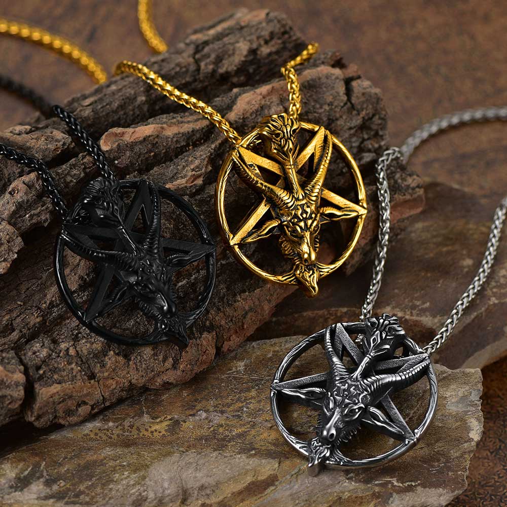 FaithHeart Satanic Baphomet Goat Pentagram Necklace for Men FaithHeart