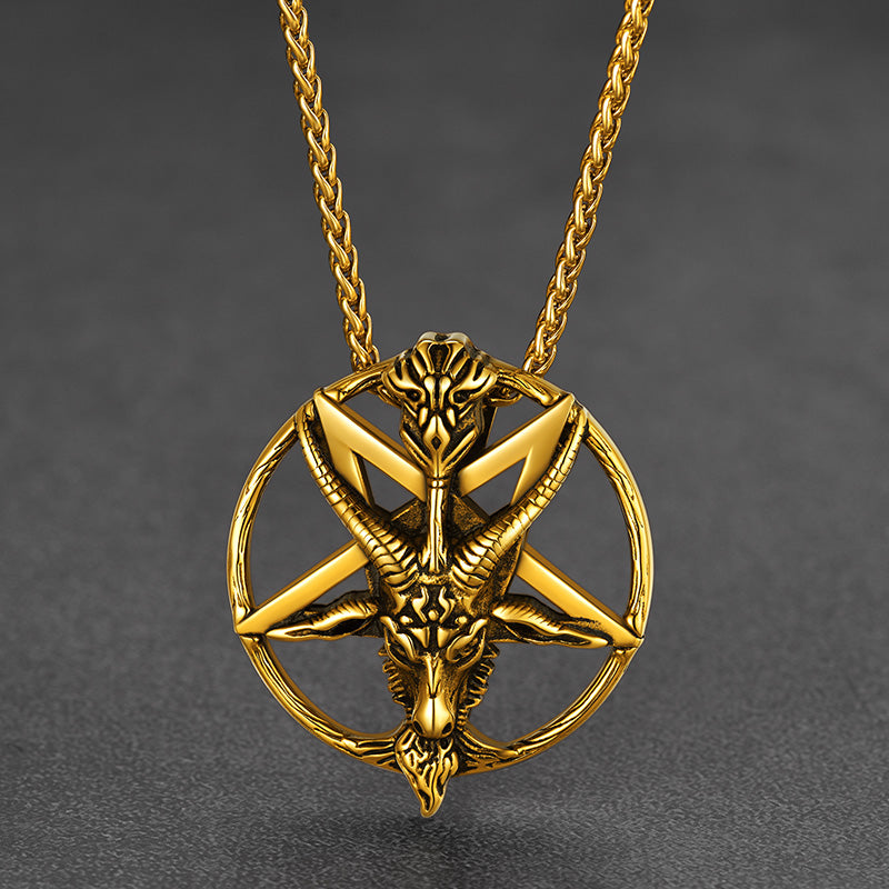 FaithHeart Satanic Baphomet Goat Pentagram Necklace for Men FaithHeart