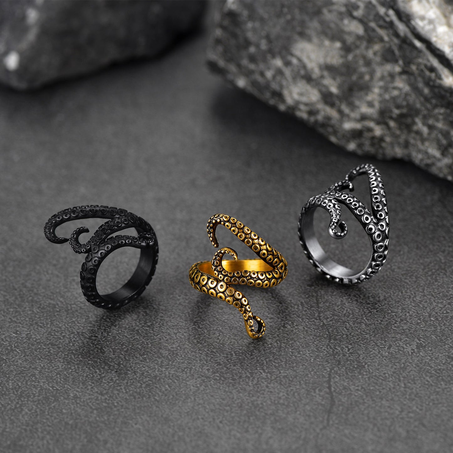 FaithHeart Punk Octopus Tentacle Ring For Men FaithHeart