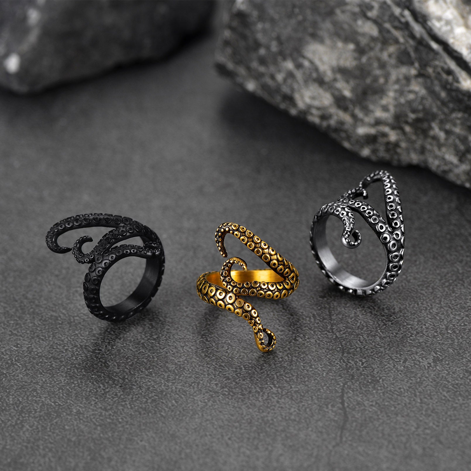 FaithHeart Punk Octopus Tentacle Ring For Men FaithHeart